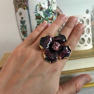 Kenneth Jay Lane Enamel flower cocktail ring